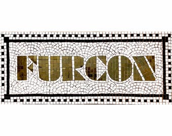 Custom Hand-Cut Tile Mosaic Entrance Floor for Businesses Bespoke Gold Tile Logo Inlay & Commercial Entryway Design