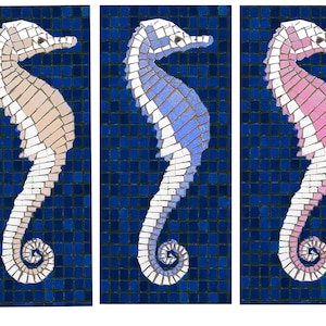 Sea Horse Mosaic in Customizable Colors for Pool install