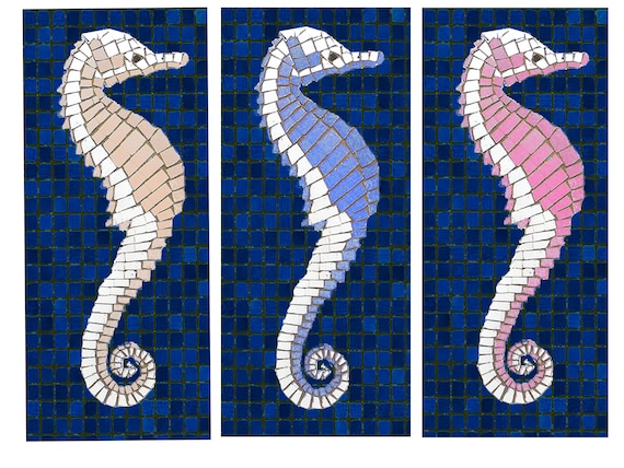 7 colors 6" Ceramic Mosaic Seahorse for Swimming Pool or Wall Free Shipping 