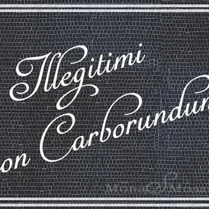 Mozaïekingang &quot;Illegitimi non Carborundum&quot; belettering in mozaïek vintage lettertype, mozaïek op maat schrijven, aangepast mozaïek in houten frame