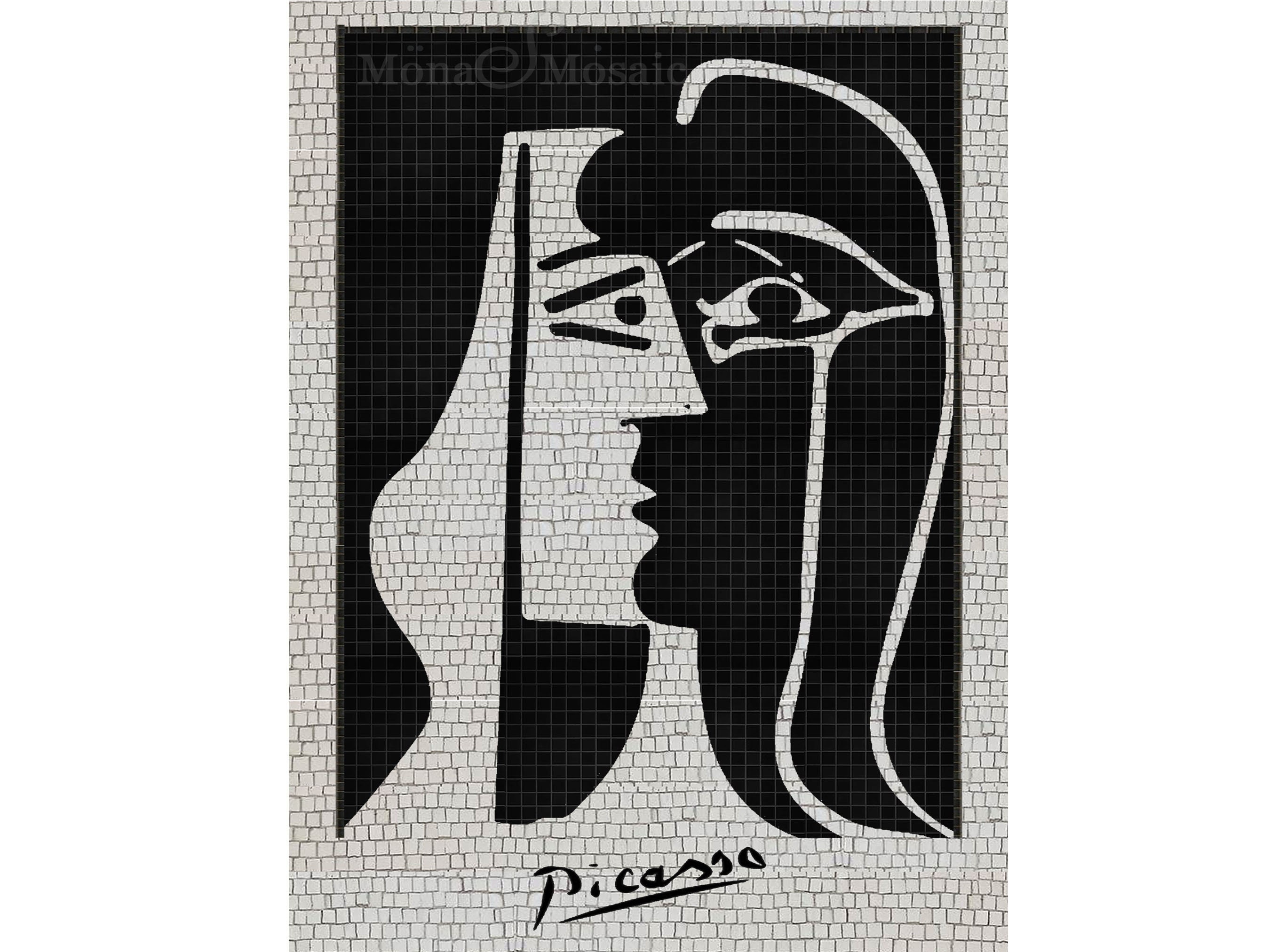 Mosaic Wall Art Picasso's Kiss Made by Mosaic Artist Contemporary