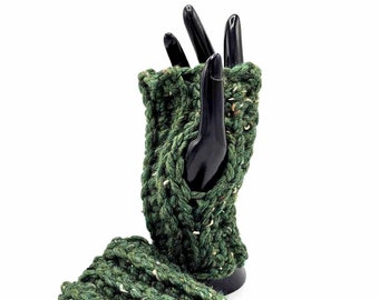 Thick Wool Blend Hand Warmers in 'Kale'