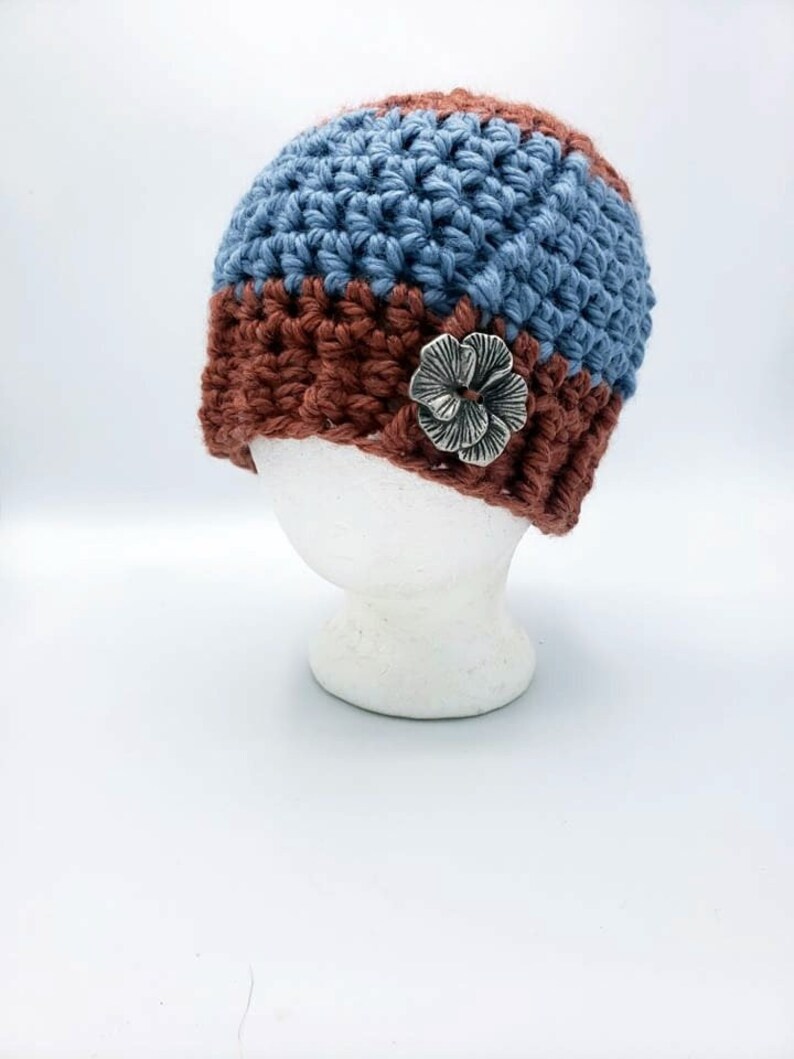 Ridged Beanie in 'Cinnamon Stick and Faded Denim' with image 1