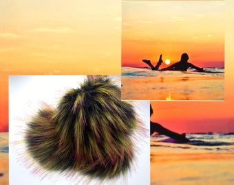 Surfer Sunset Faux Fur Pom Pom