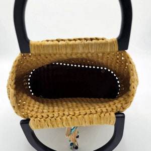 Citronella Crochet Bag with handles and hard bottom and beaded gold embellishment image 4