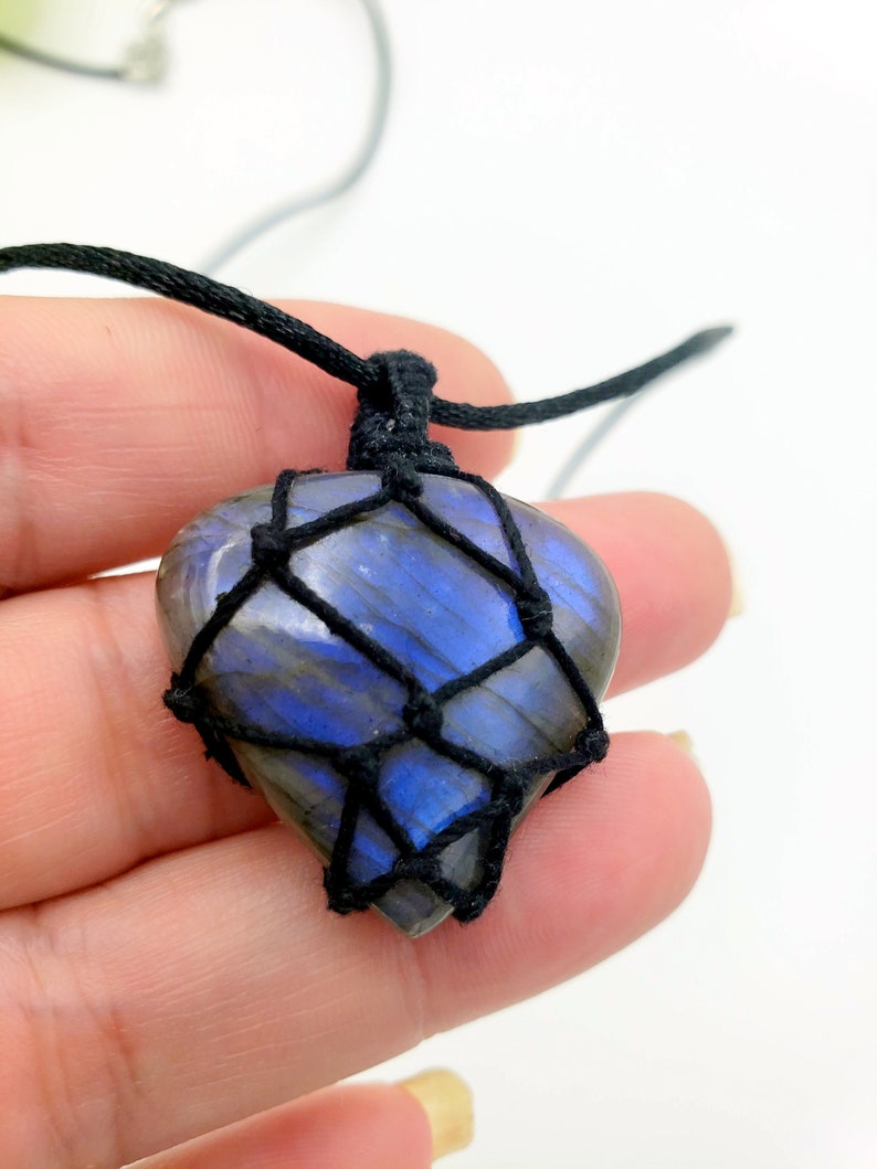 Small Thread-Wrapped Rainbow Labradorite Necklace image 5