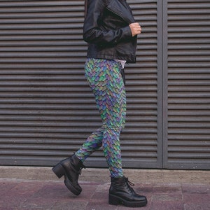 Mother of Dragons Fancy Rainbow Mermaid Scales Print Leggings