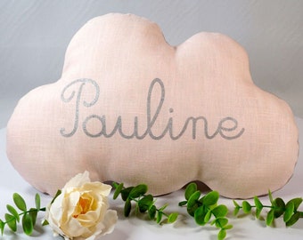 Coussin nuage personnalisé, naissance bébé fille, coussin personnalisé, cadeau naissance fille