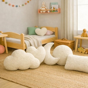 Décoration chambre bébé, Coussin nuage, lune, coeur, rond, rectangle, cadeau naissance fille, cadeau naissance garçon, cadeau de baby shower