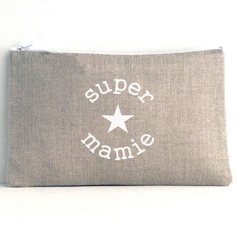 Pochette Lin Super Mamie - Cadeau Mamie Fête Des Grand Mères Pochette Tissu Trousse Maquillage de No