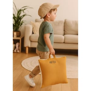 Personalized nap pillow for preschool, naptime, with name, baby, nursery, birthday gift for girls and boys, handmade image 3