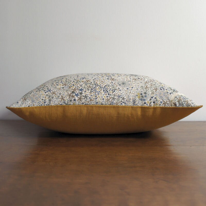 Coussin Jaune, Coussins, Coussin Liberty, Coussin, Canapé, Moutarde, Lin, Décoratif