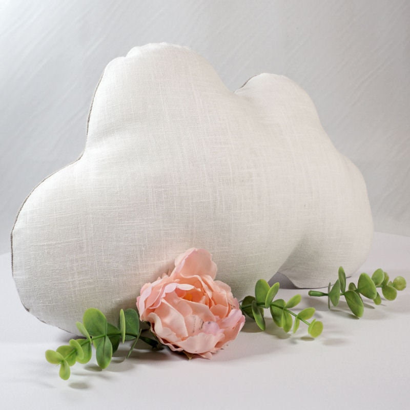 Coussin Déco Bébé, Coussin Nuage en Lin Blanc, Idéal Décoration Dans Une Chambre d'enfant ou Fille G