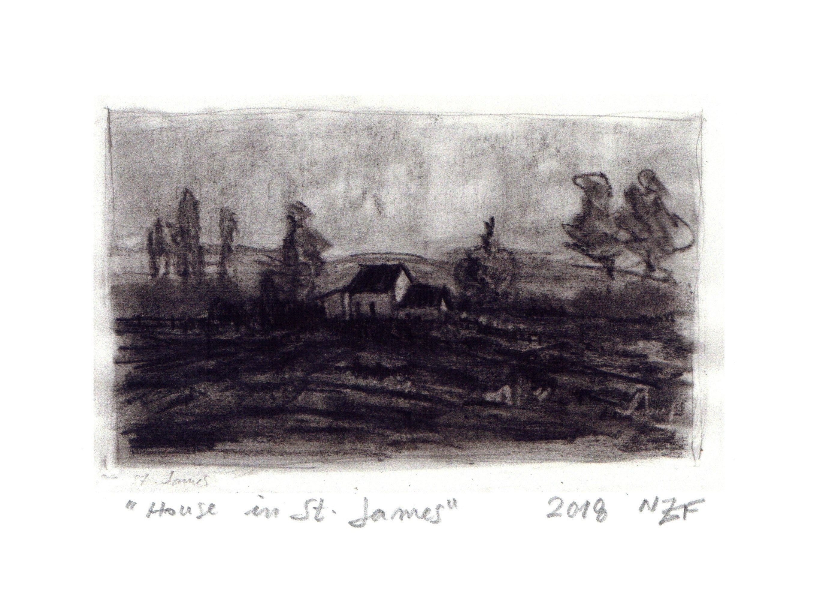 Landscape Print Black And White Art Charcoal Art Pencil Drawing Home Wall Decor
