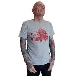 Vegan mammoth, fairtrade & organic t-shirt, men, screen printed by hand.