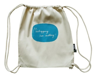 Gym bag, Fairtrade organic cotton, idleness this way, hand printed