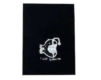 Tea towel, organic cotton, frogfish, screen print