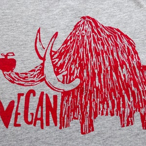 Vegan mammoth, fairtrade & organic t-shirt, women, screen printed by hand image 3