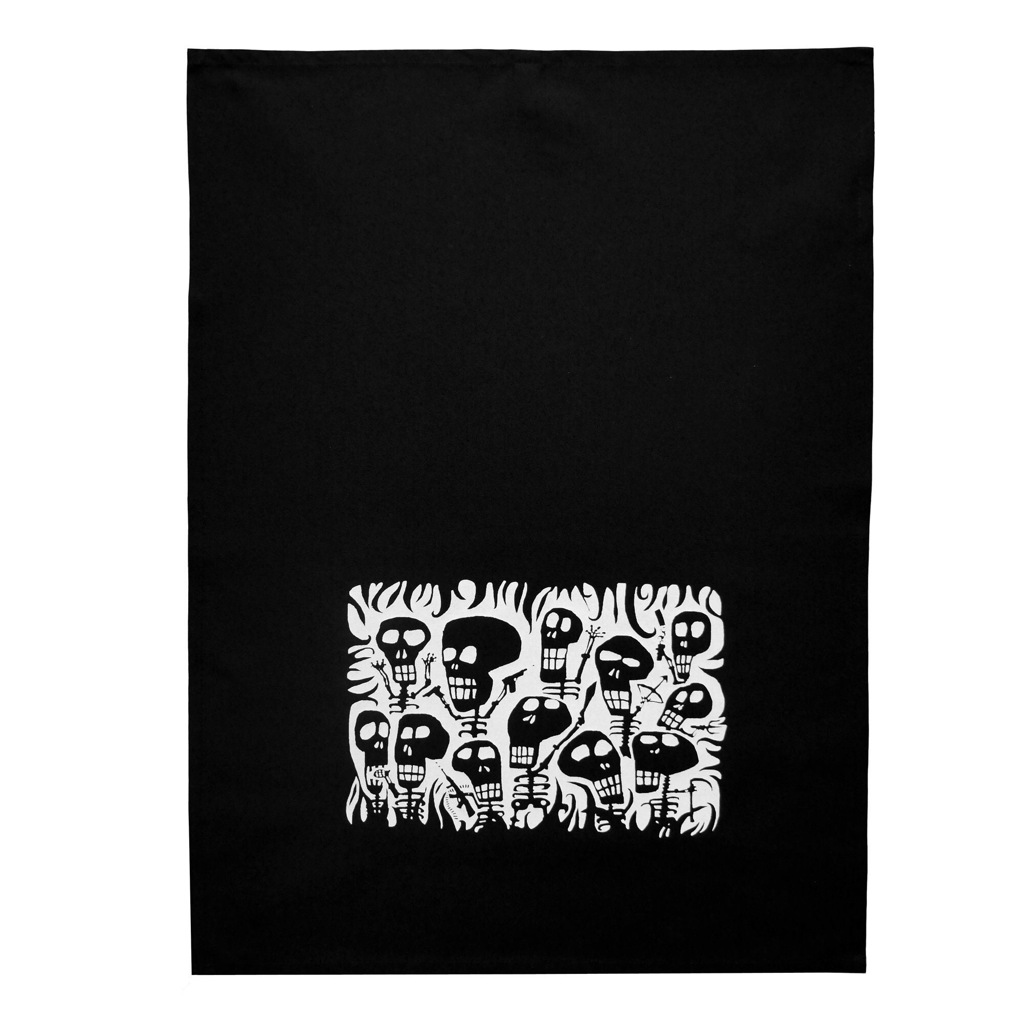 Halloween-Küchentuch Mit Totenkopf-Motiv – 71x71 Cm, 100% Baumwolle, Mit Aufhänger