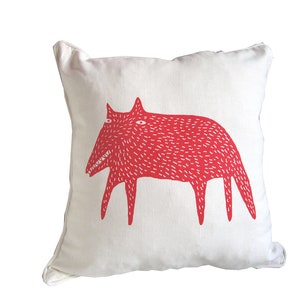 Housse de coussin renard, coton bio, 45 x 45 cm, sérigraphiée, housse de coussin bio, imprimée à la main image 1