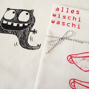 Tea towel, organic cotton. Everything wishy-washy, screen printing image 1