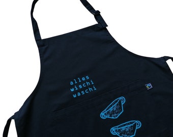 Apron Wischi Waschi, organic cotton fair trade, screen printed hand printed