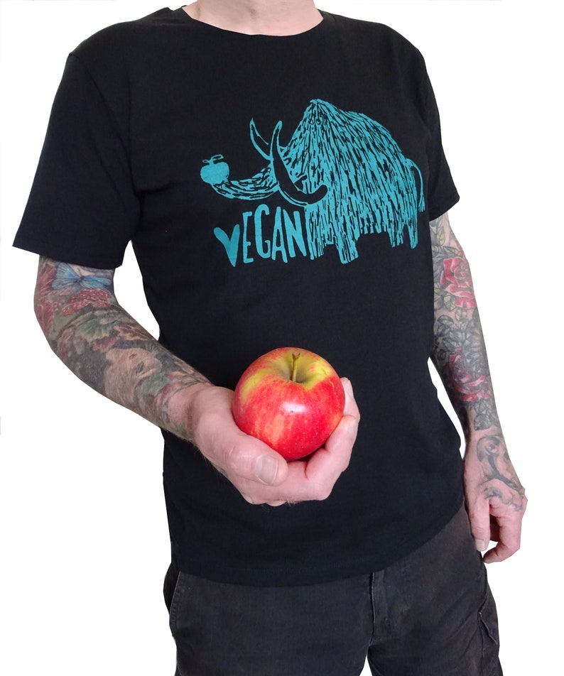 T-Shirt Männer, Bio Fairtrade, Vegan Mammut, Siebdruck handbedruckt Bild 6