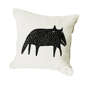 Loup, housse de coussin, coton bio, 45 x 45 cm, sérigraphié à la main image 1