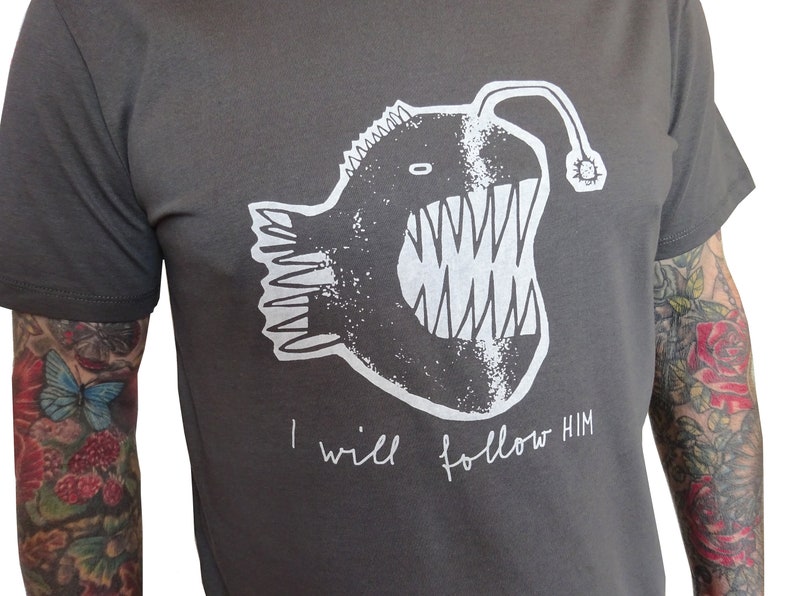 T-Shirt Bio Fairtrade Männer, Anglerfisch. Siebdruck handbedruckt Bild 2