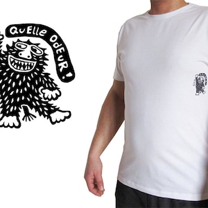 T-shirt biologisch katoen heren, Quelle Odeur zeefdruk handbedrukt