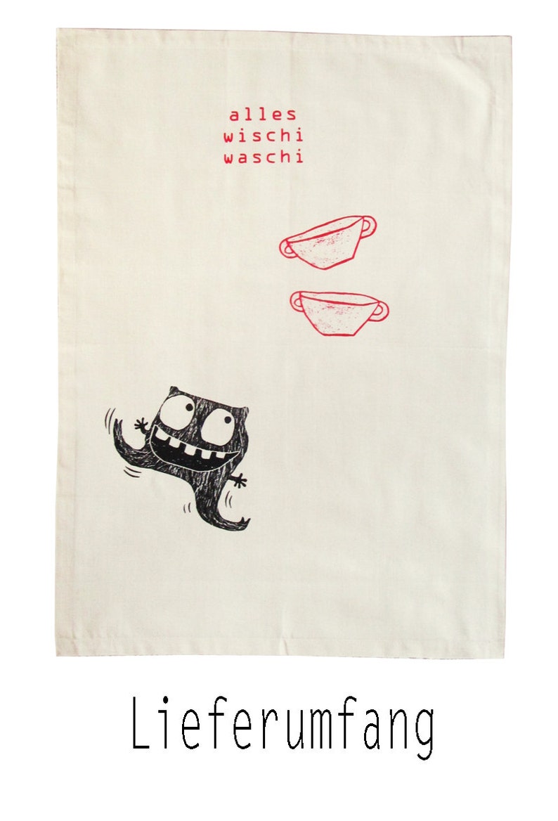 Tea towel, organic cotton. Everything wishy-washy, screen printing image 2