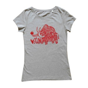 Vegan mammoth, fairtrade & organic t-shirt, women, screen printed by hand image 2