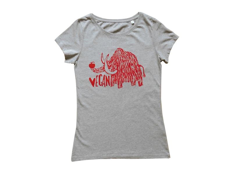 Vegan mammoth, fairtrade & organic t-shirt, women, screen printed by hand image 2