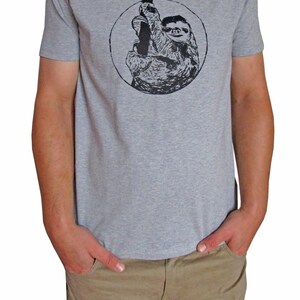 Sloth, fairtrade organic shirt for men, 100% organic cotton, screen printed by hand, Sloth tee, men's t-shirt, tshirt, present for him image 4