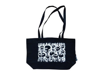 Skeletons, organic and fairtrade shopper. Screen printed by hand.