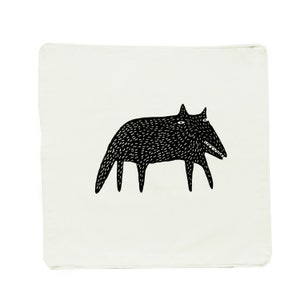 Loup, housse de coussin, coton bio, 45 x 45 cm, sérigraphié à la main image 2