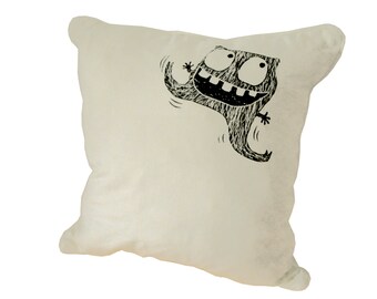 Little monster. Organic pillow cover, 45x45cm, throw pillow, cushion cover, decorative pillow case.