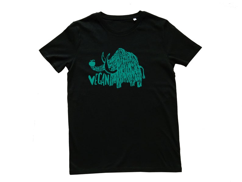 T-Shirt Männer, Bio Fairtrade, Vegan Mammut, Siebdruck handbedruckt Bild 5