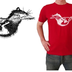 Rat, men's shirt made of organic cotton, hand screen printed image 1