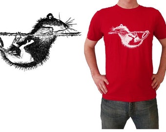 Rat, men's shirt made of organic cotton, hand screen printed