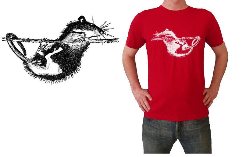 Rat, men's shirt made of organic cotton, hand screen printed image 1