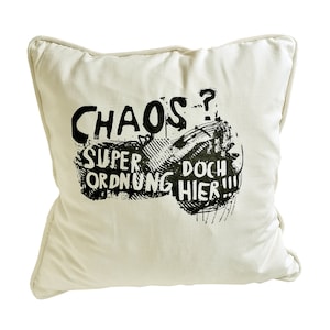 Cushion cover, organic cotton, chaos, 45 x 45 cm, screen printed hand printed image 1