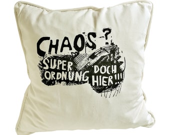 Cushion cover, organic cotton, chaos, 45 x 45 cm, screen printed hand printed