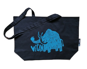 Vegan mammoth, organic and fairtrade shopper. Screen printed by hand.