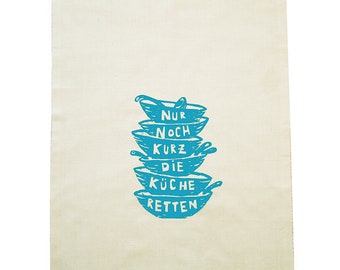 Organic tea towel with blemishes, various screen printed motifs, hand printed.