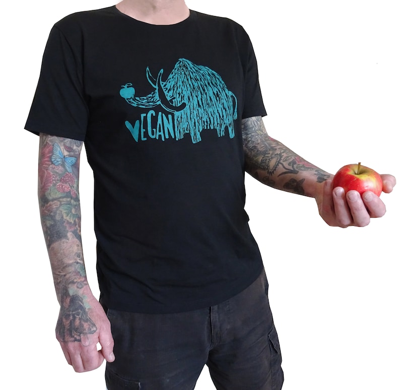 T-Shirt Männer, Bio Fairtrade, Vegan Mammut, Siebdruck handbedruckt Bild 2
