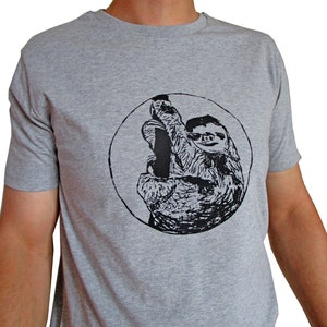 Sloth, fairtrade organic shirt for men, 100% organic cotton, screen printed by hand, Sloth tee, men's t-shirt, tshirt, present for him image 3