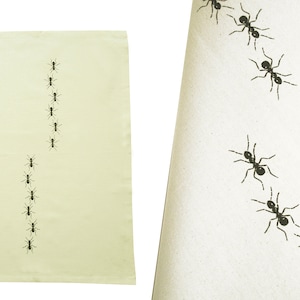 Ants. Tea towel, organic cotton. Screen printed by hand.