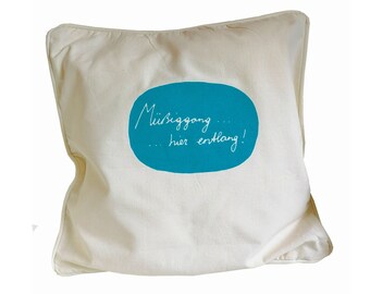 Organic cotton cushion cover, idleness. Screen printed hand printed