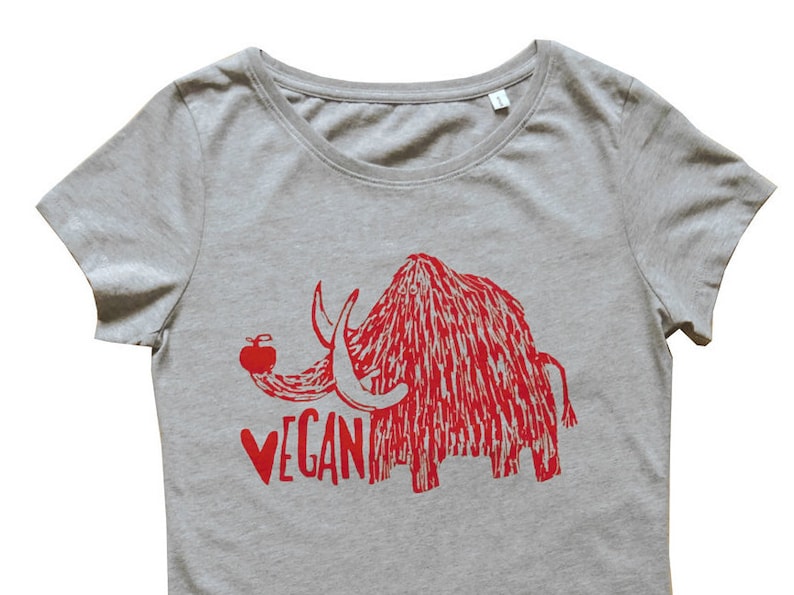 Vegan mammoth, fairtrade & organic t-shirt, women, screen printed by hand image 1